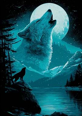 Wolf Howling at the Moon