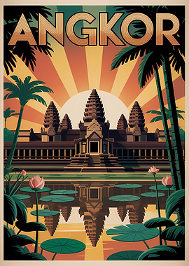 Angkor Temple Travel Poster Art