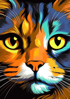 Colorful Cat Portrait