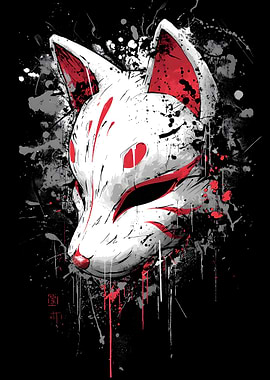 Kitsune Mask Anime Dark Art
