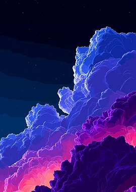 Colorful Clouds at Night Digital Art