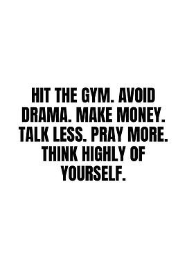 Motivational Text Art: Gym, Money, Prayer