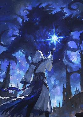 Hooded Figure Reaching for a Star