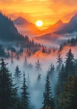 Misty Forest Sunrise