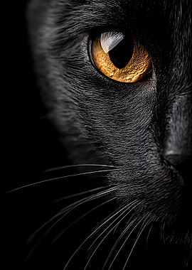 Close-up of a Black Cat's Face