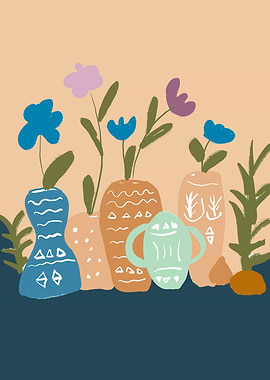 Vases with Flowers Still Life