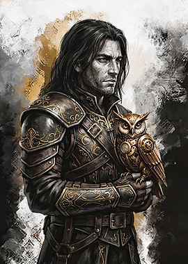 Man in Armor with Steampunk Owl
