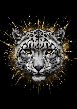 Snow Leopard with Golden shard Burst