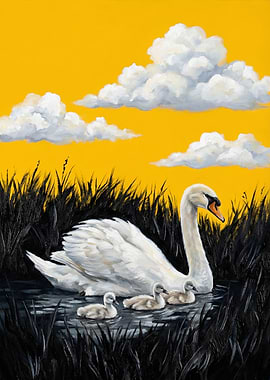 Swan Family Painting