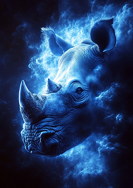 Blue Rhino Head in Cloudscape