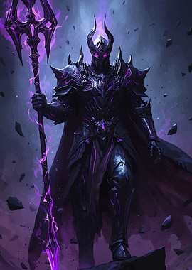 Dark Knight with Purple Energy Staff