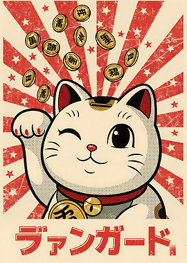 Maneki Neko Lucky Cat Illustration