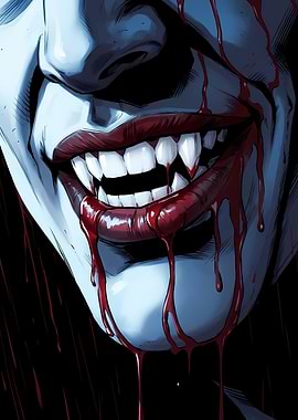 Vampire Smile with Blood