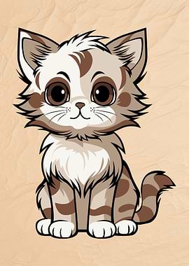 Cute Cartoon Kitten Illustration