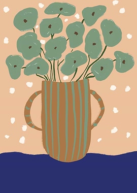 Floral Still Life with Striped Vase