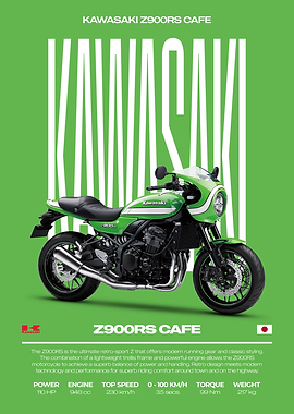 Kawasaki Z900RS Cafe Motorcycle Poster