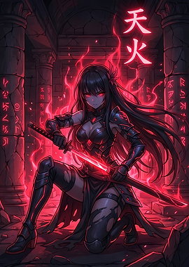 Anime Warrior with Glowing Sword