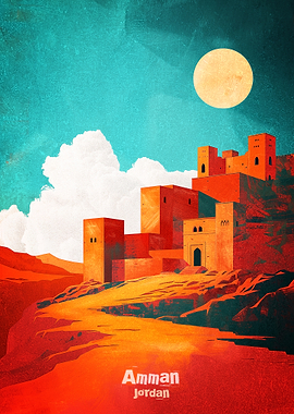 Amman Jordan Desert Fortress Poster