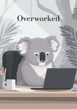 Overworked Koala at Desk