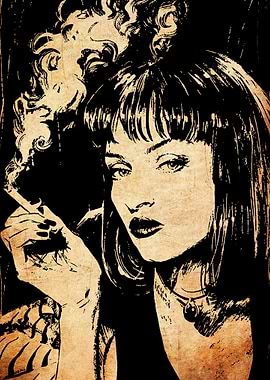 Mia Wallace Smoking Portrait