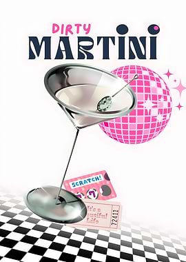 Dirty Martini Cocktail with Disco Ball