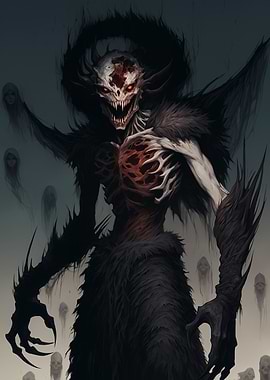 Terrifying Demon with Glowing Red Eyes