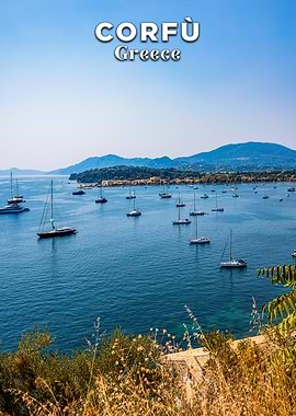 Corfu, Greece: Coastal View with Sailboats