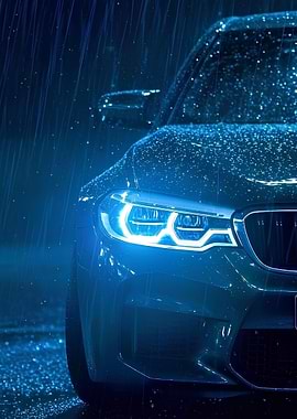 BMW Car in the Rain