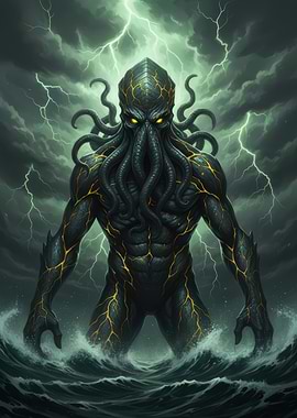 kintsugi Cthulhu in Stormy Seas
