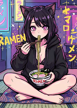 Anime Girl Eating Ramen