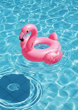 Pink Flamingo Pool Float in Water Summer Serenity