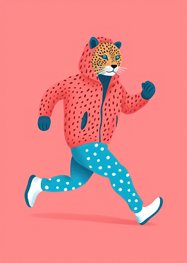 Running Leopard in Hoodie and Leggings