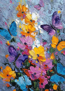 Floral Painting with Butterflies
