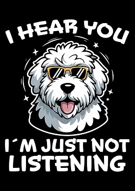 Funny Old English Sheepdog with Sunglasses Bobtail Illustration