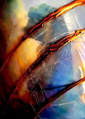 Abstract Motion – Red and Blue Energy – Abstract Porcelain #58