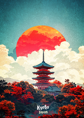 Kyoto Japan Pagoda Art Poster