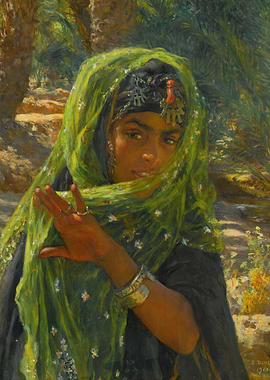 Young Woman with Green Veil Painting