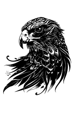 Detailed Black and White Eagle Illustration