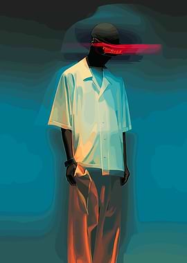 Fashionable Man with Red Light Bar