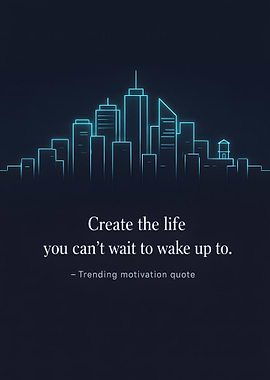 Motivational Quote with Cityscape Silhouette