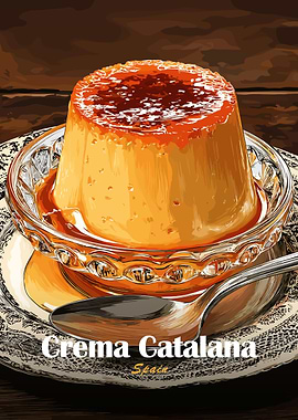Crema Catalana Dessert Illustration