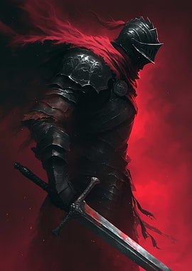 Dark Knight with Bloody Sword