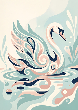 Elegant Swan Illustration in Pastel Colors