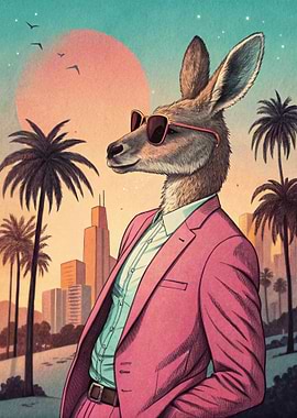Kangaroo in Suit with Sunglasses