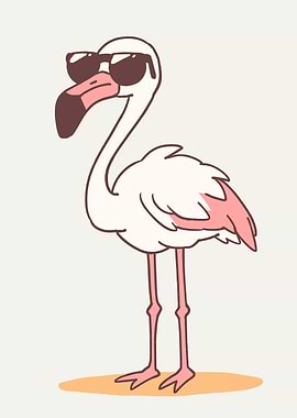 Cool Flamingo Cartoon with Sunglasses