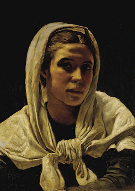 Woman with White Scarf Painting