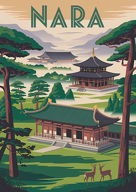 Nara Japan Travel Poster