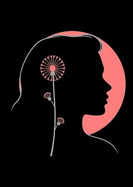 Silhouette of Woman with Dandelion