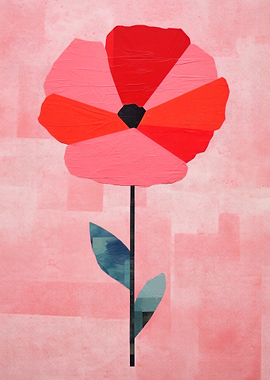 Abstract Floral Art with Pink Background