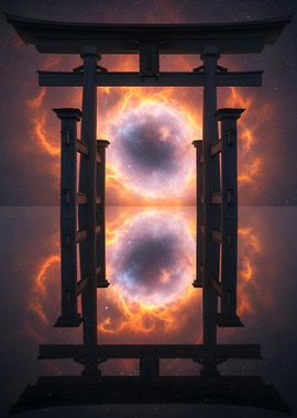 Torii Gate with Nebula Reflection